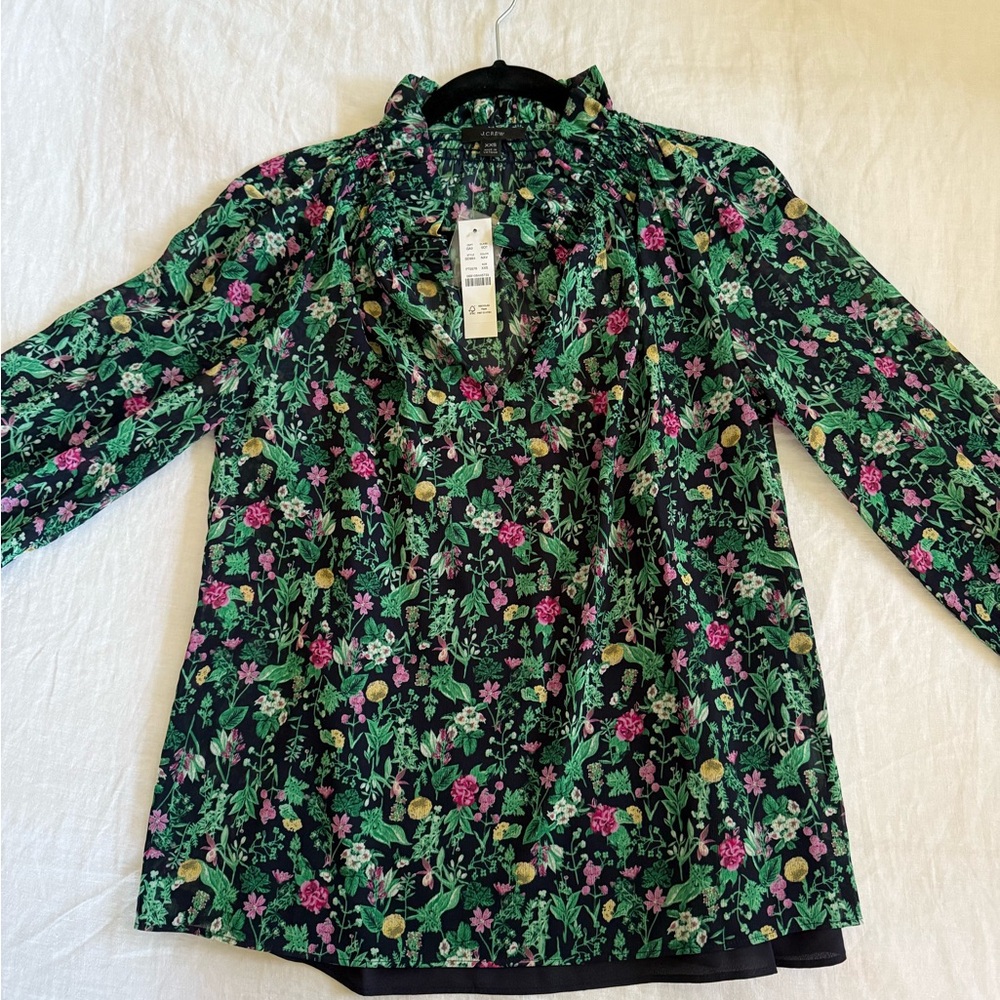 J Crew floral blouse, XXS, NWT